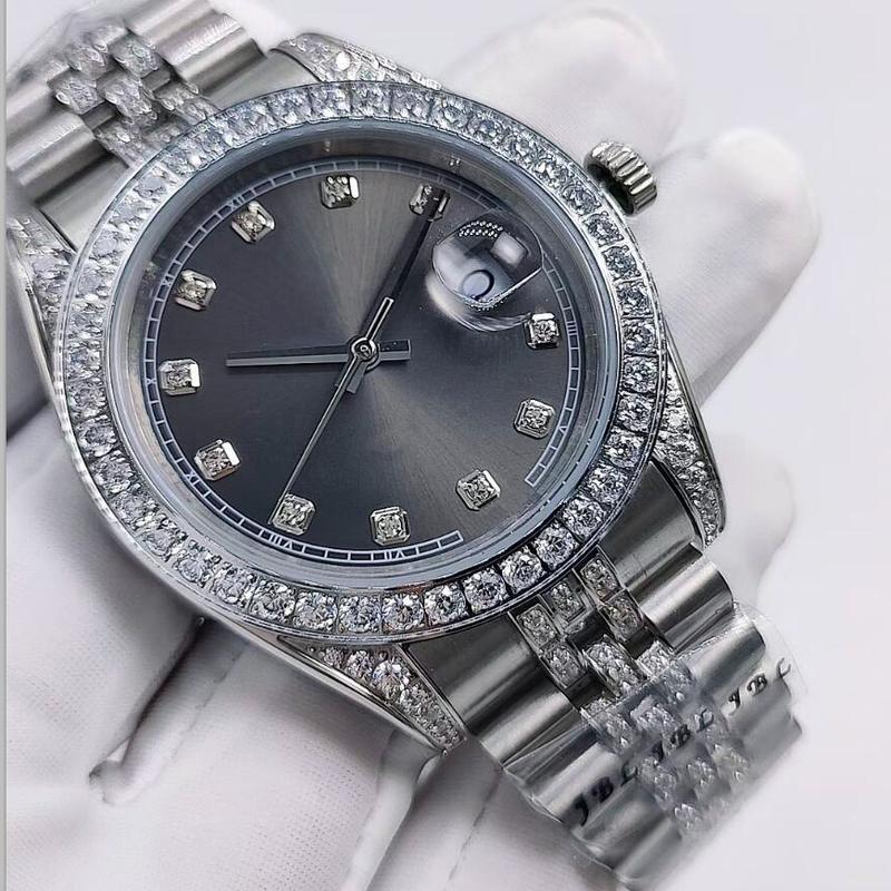 

Роскошные мужские часы 41 мм с автоматическим механическим сапфировым стеклом и ремешком из нержавеющей стали с бриллиантами