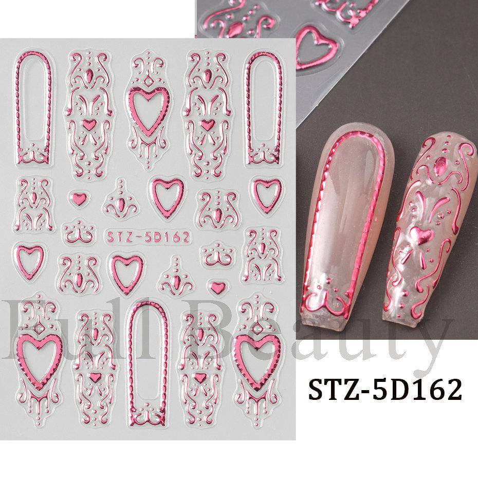 1PC embossed 5D liquid metal star, moon, and heart clock nail sticker, adhesive nail art sticker, holiday gift.