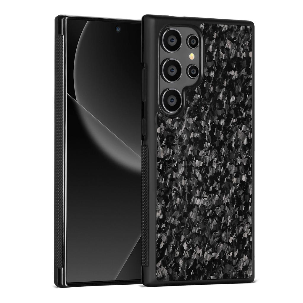 Luxury Carbon Fiber Texture MagSafe Case For Samsung Galaxy S25 S24 S23 S22 Plus Ultra Alloy Lens Shockproof Cover