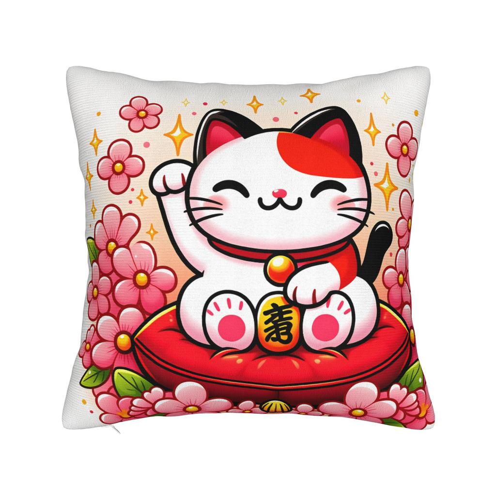 Pillow Case Lucky Cat Money For Shop Soft Pillow Cover For Couch Sofa Bedroom Retro Trendy Pillowcases