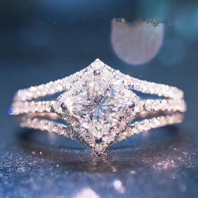 New Elegant White Princess Cut CZ Rings Women Stylish Wedding Engagement Ring High Quality Female Fashion Jewelry