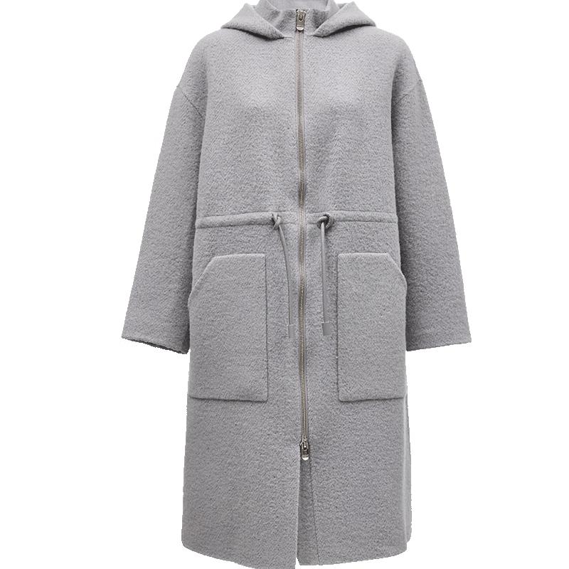 ONLY Women's Hooded Wool Blend Mid-Length Coat