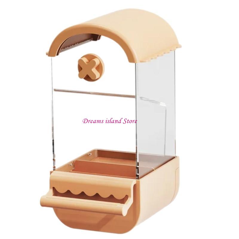 Automatic Bird Feeders Screw on Cage for Indoor Bird Feeders Transparent Visiable Large Capacity Bird Feeding Tool HX6C