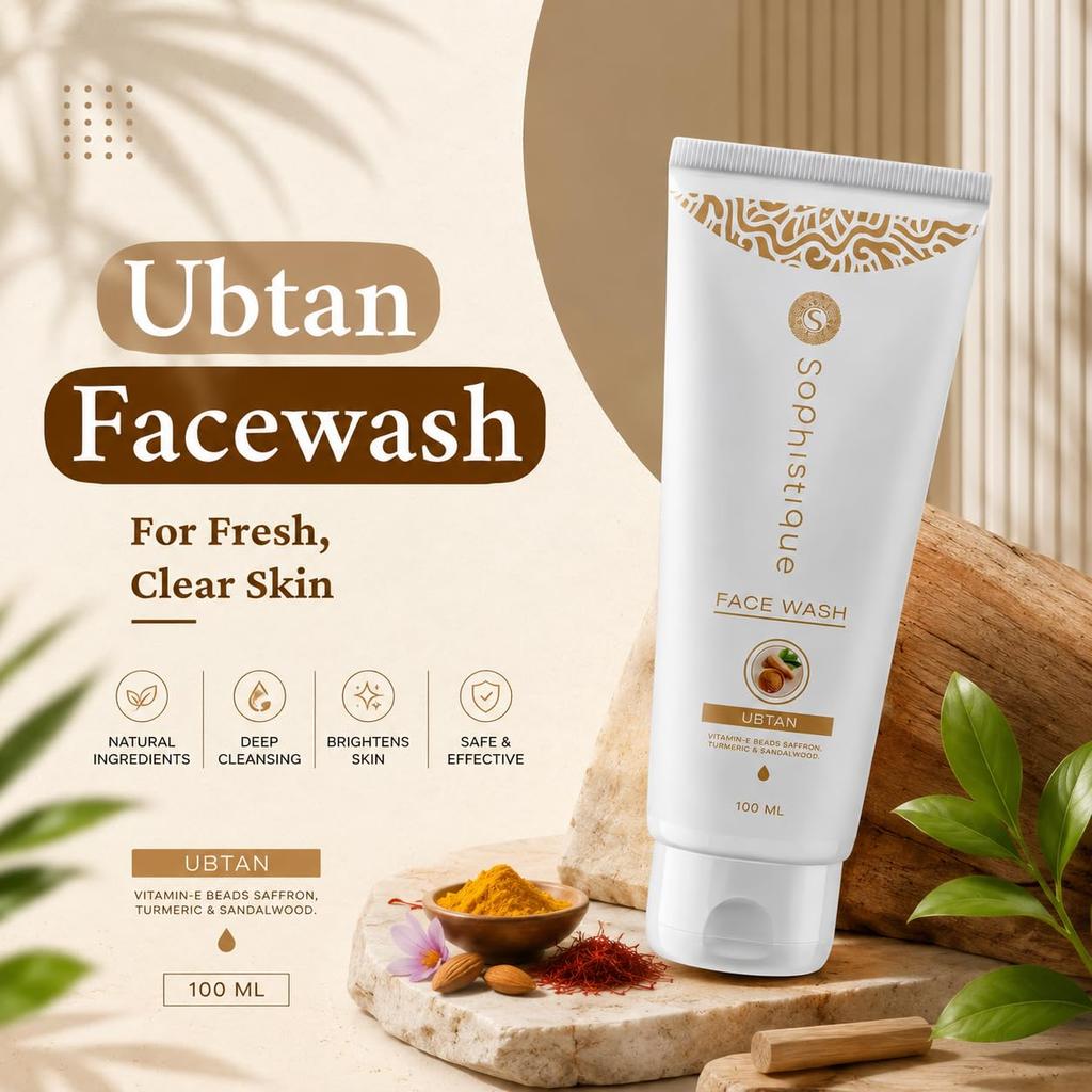 SOPHISTIQUE Ubtan Face Wash | Instant Brightening & Fresh Skin | Controls Oily Skin & D Tanning | Daily Face Cleanser for Women & Men | Suitable fo