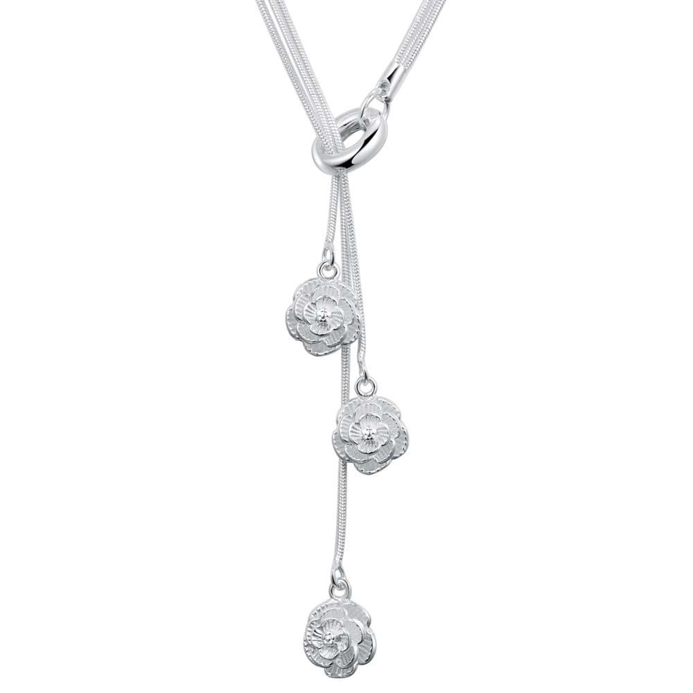 925 Sterling Silver Necklace Pendan Three Rose Flowers For Women Exquisite Student Girlfriend Jewelry Accessories Wedding GiftGood product