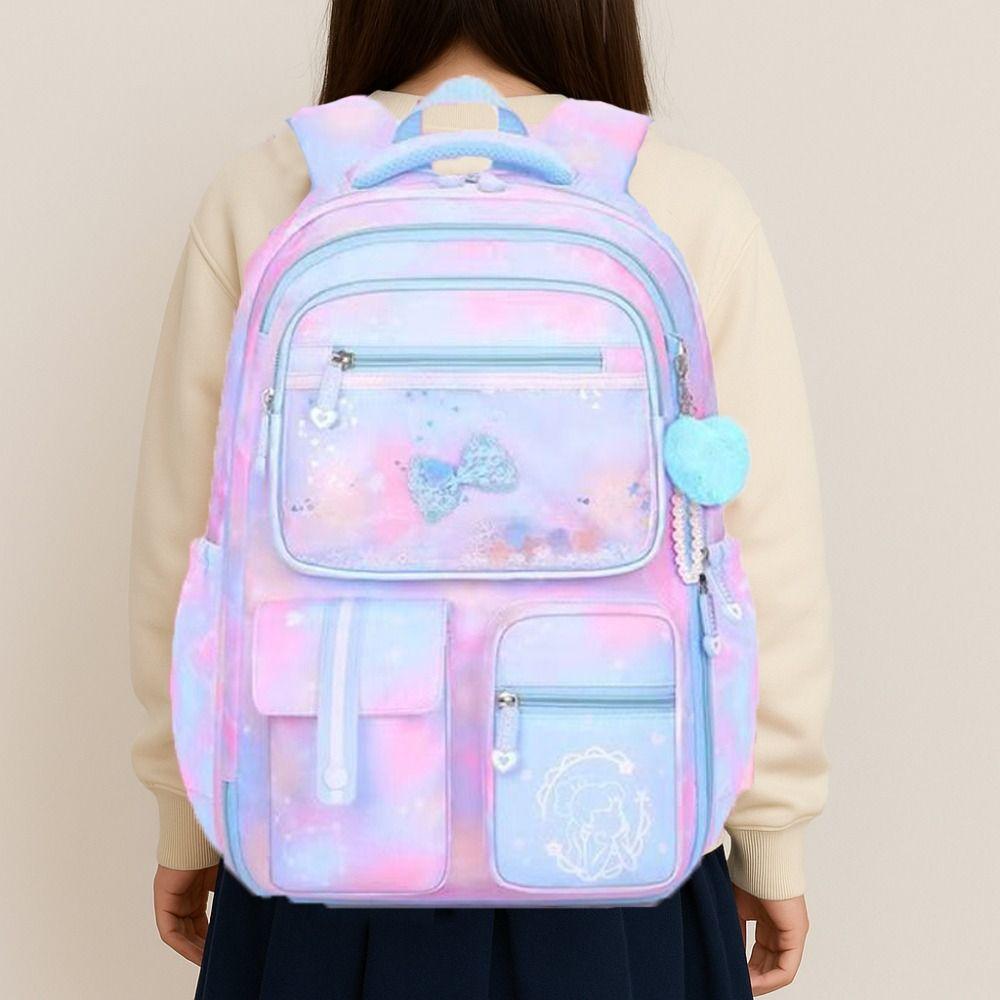 Multiple Pockets Children Backpack Side-Open Student School Bag Cute Shoulders Bag  Travel