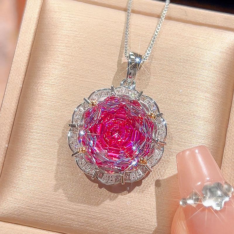 Jewelry Copper Bottom Gold-Plated Rose Cut Dragon Fruit Color Temperament Light Luxury Suit Women 16-10M