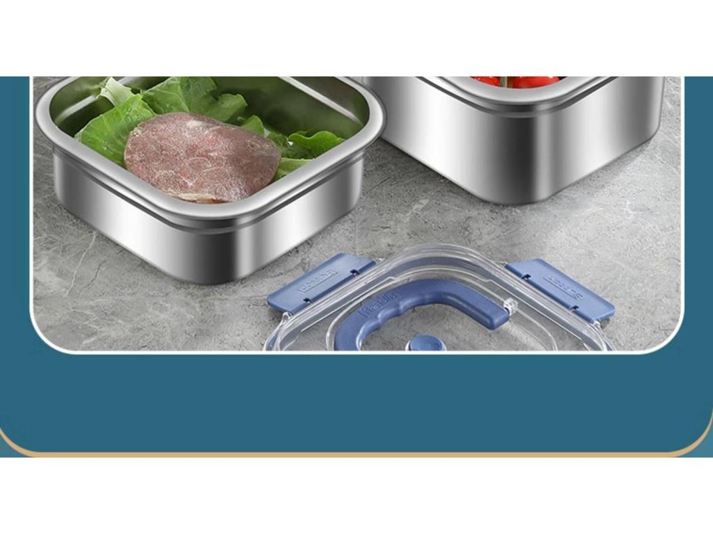 Pojemny, hermetyczny lunchbox ze stali nierdzewnej z pokrywką - Przenośny pojemnik do przechowywania żywności