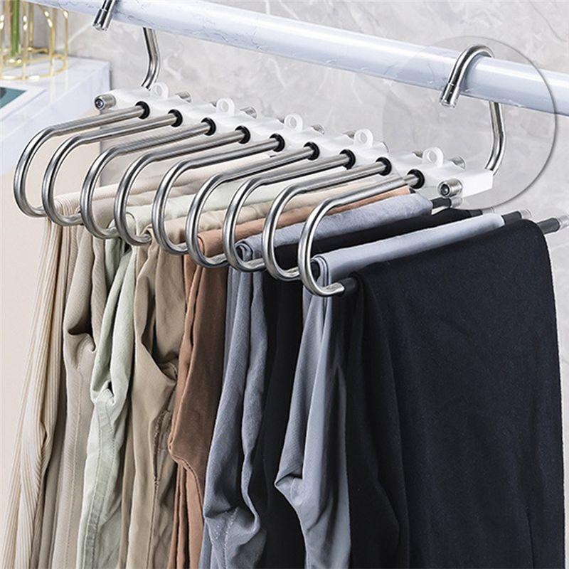 BHBL 5 Layers S Shape Iron Storage Hangers Pants Trousers Hanger Multi-Layers Clothing Storage Rack