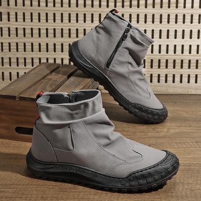2024 Autumn New Men Casual Shoes Comfortable High Top Shoes Pu Leather Tooling Military Boots Retro Outdoor Wear-resistant Shoes