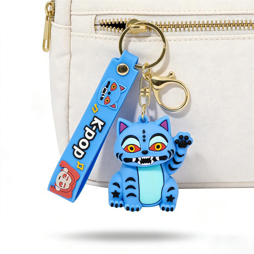 KPOP Demon Hunters Keychain Pendant Little Tiger Character PVC Figure Anime Theme Keyring For Kids Fans Gift Backpack Phone Bag
