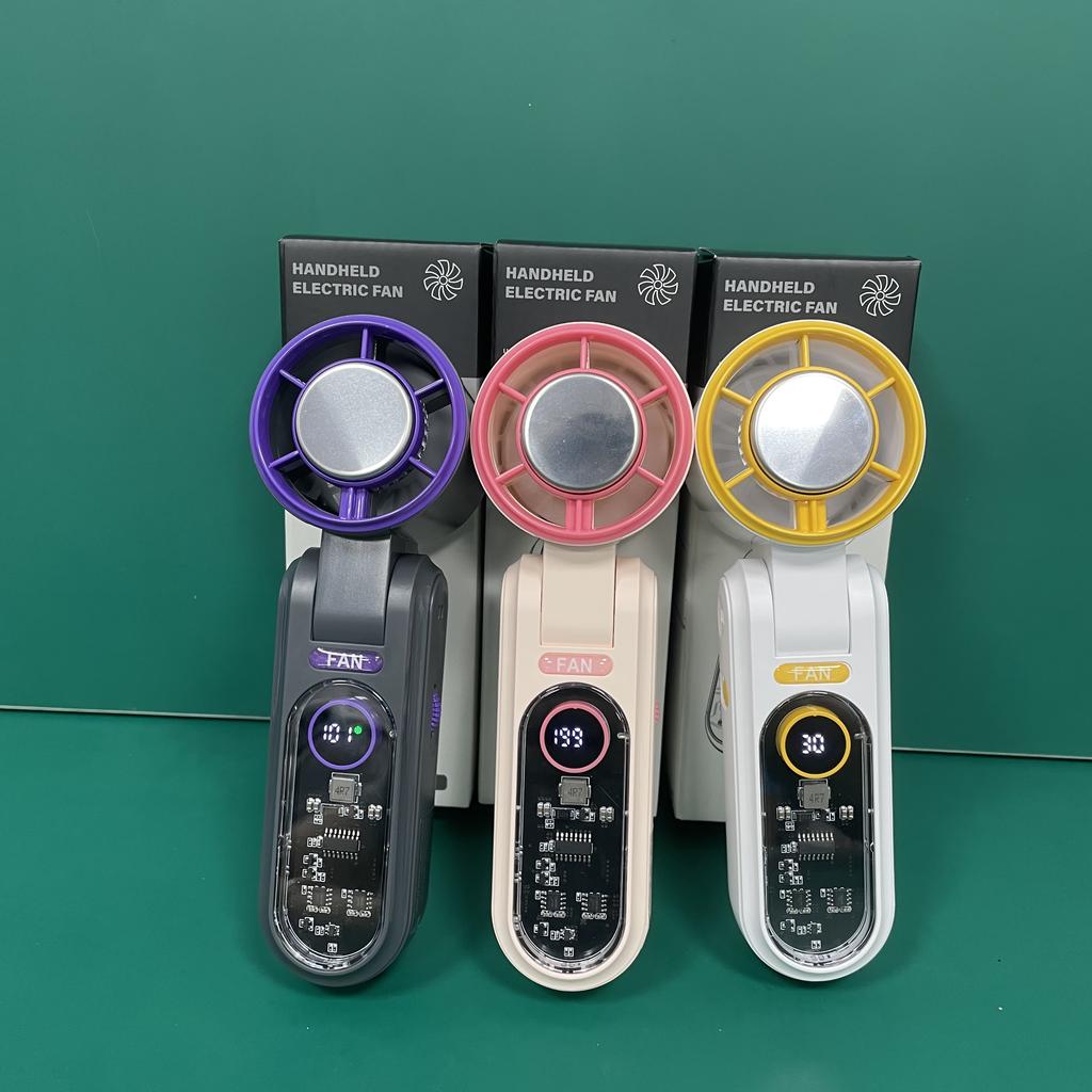 Hot Selling Digital Display LED Foldable Ice Cooling USB Rechargeable High Speed Ultra-Quiet Long-Lasting Summer Outdoor Fan