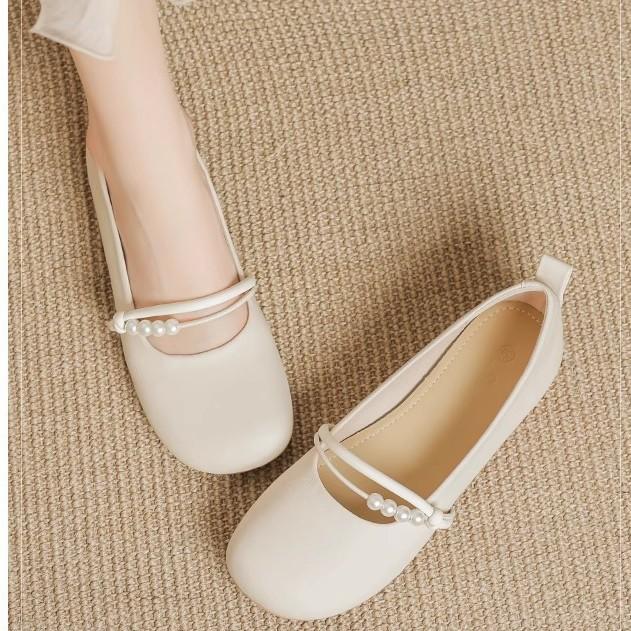 New Mary Jane women's shoes 2025 summer fairy with skirt shallow mouth flat bottom versatile low heel soft sole Doudou single shoes