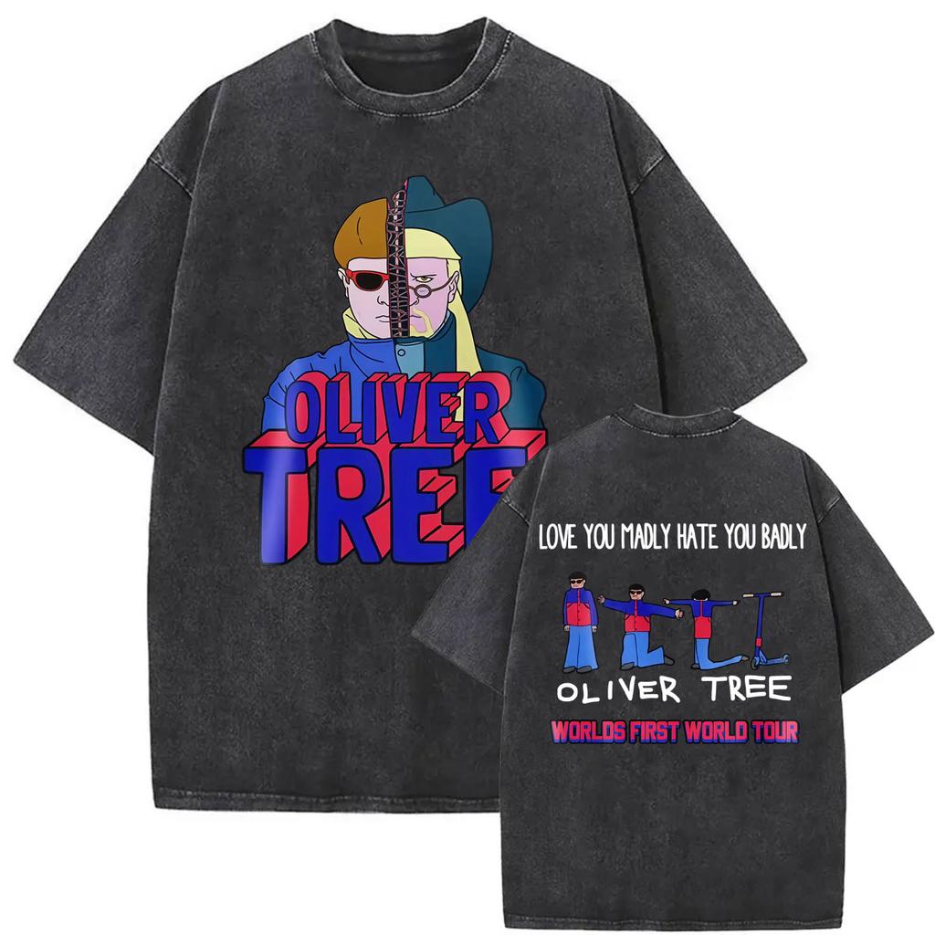 Oliver Tree Love You Madly Hate You Badly 2026 World Tour Vintage Washed Tshirts Men Women Hip Hop Punk Pop Music Loose T Shirt