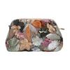 Slim Profile Sequined Woven Pouch Bag Lightweight Embroidered Floral Handbag