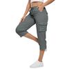 Damen Cargo Capri-Hose mit hoher Taille, Taschen und Kordelzug, lässige, entspannte Passform, Outdoor-Sportbekleidung