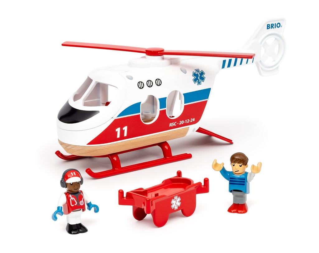 BRIO Ambulance Helicopter Ages Wooden Gift [4-Piece Set] 36022, 3+. [Toy, Toy, Scenery, Helicopter, (Birthday/Christmas)]