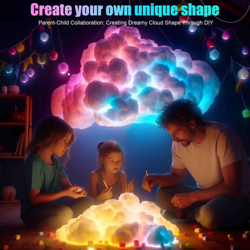 Ceiling Clouds With Lights DIY Atmosphere Lamp With Music Rhythm Color Changing Remote Control LED Cloud Lights For Living Room