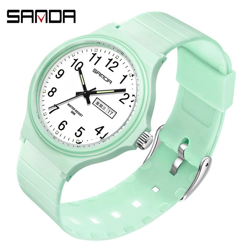 SANDA Electronic Quartz Analogue Double Calendar Waterproof Electronic Watch