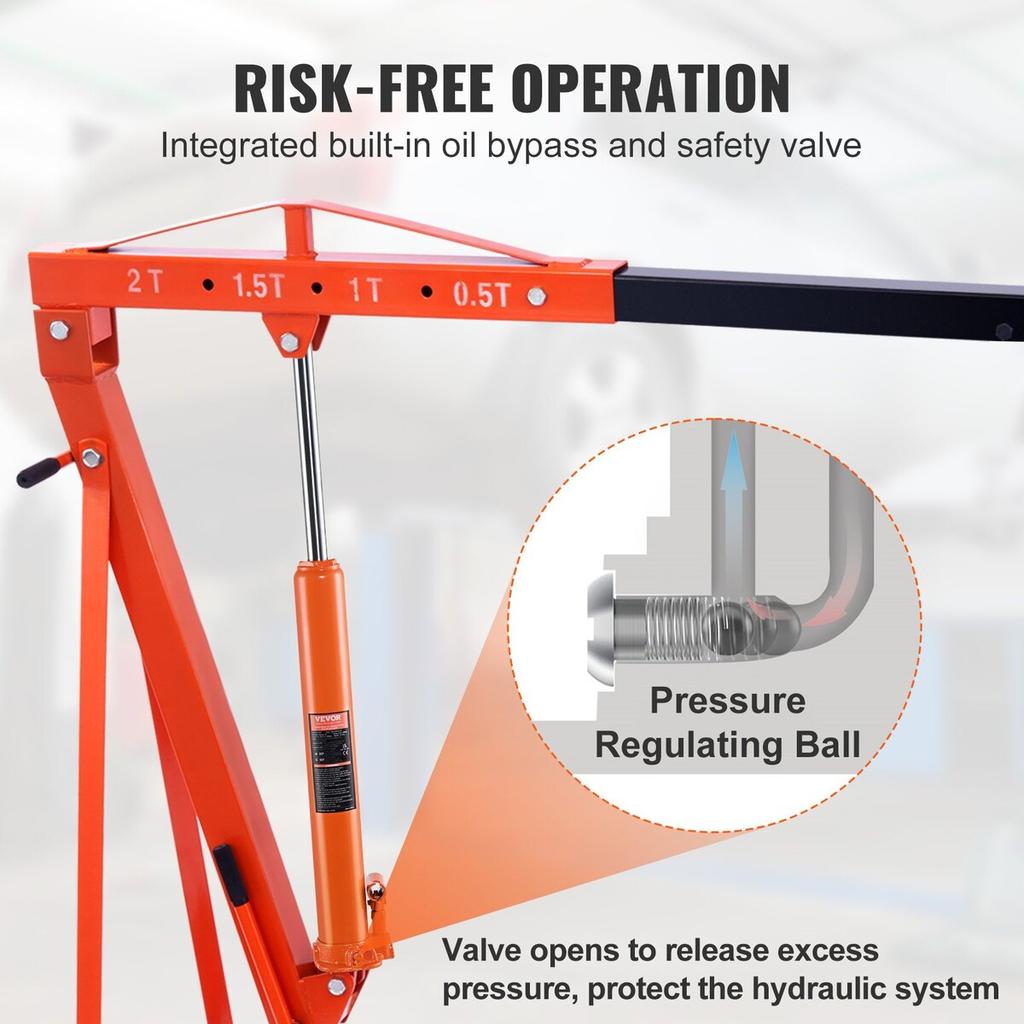 Hydraulic Long Ram Jack, 8 Ton Engine Hoist Cylinder with Single Piston Pump And Clevis Base, Hydraulic Ram Cylinder for Engine Lift Hoists, Hydraulic