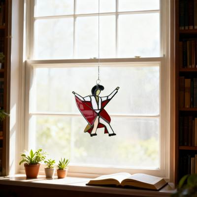 Yousheng Dancing King Hanging Decoration Stained Glass Style Spinner Kinetic Acrylic Hanging Ornament for Window Porch Garden Artistic Housewarming