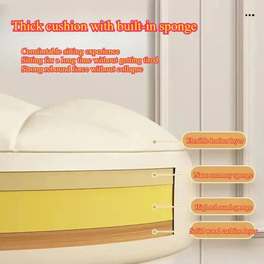 Low Stool with Pulley Waterproof Leather Soft Stool Portable Circular Stool Thickening Sponge Chairs Home Shoe Changing Chair