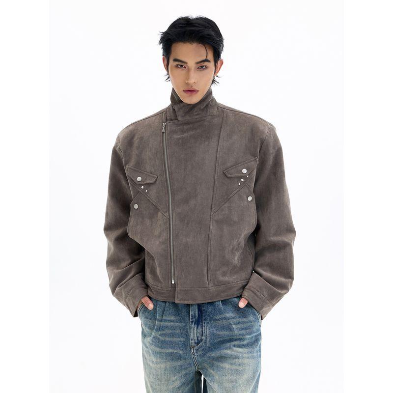 Kisko High-End American-Style Studded Lapel Suede Jacket, Old Money Style Cleanfit Casual Trendy Brand Coat
