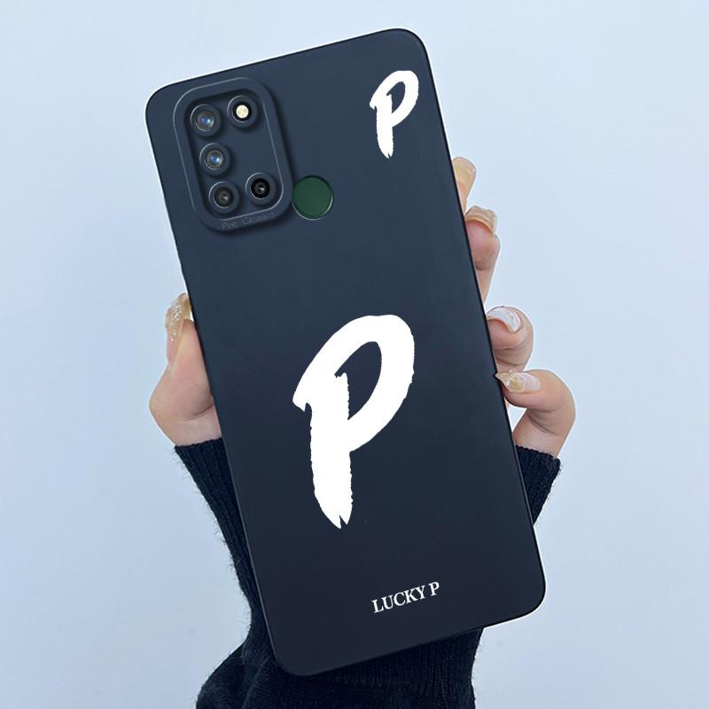 Casing For Realme 7i 7 i RMX2103 Realme C17 RMX2101 Phone Case Lucky Initial Letter Silicone Matte Soft Shockproof Bumper Cover
