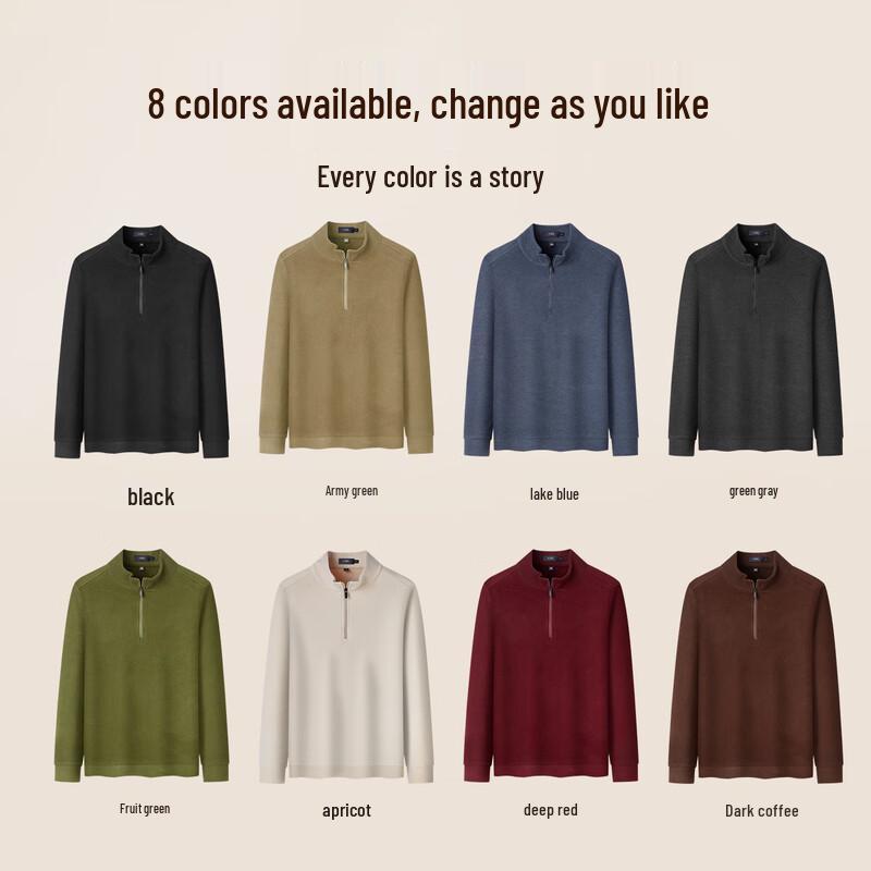 FIRS Men's Autumn 10A Antibacterial Brushed Wool-Silk Blend Quarter-Zip Sweatshirt