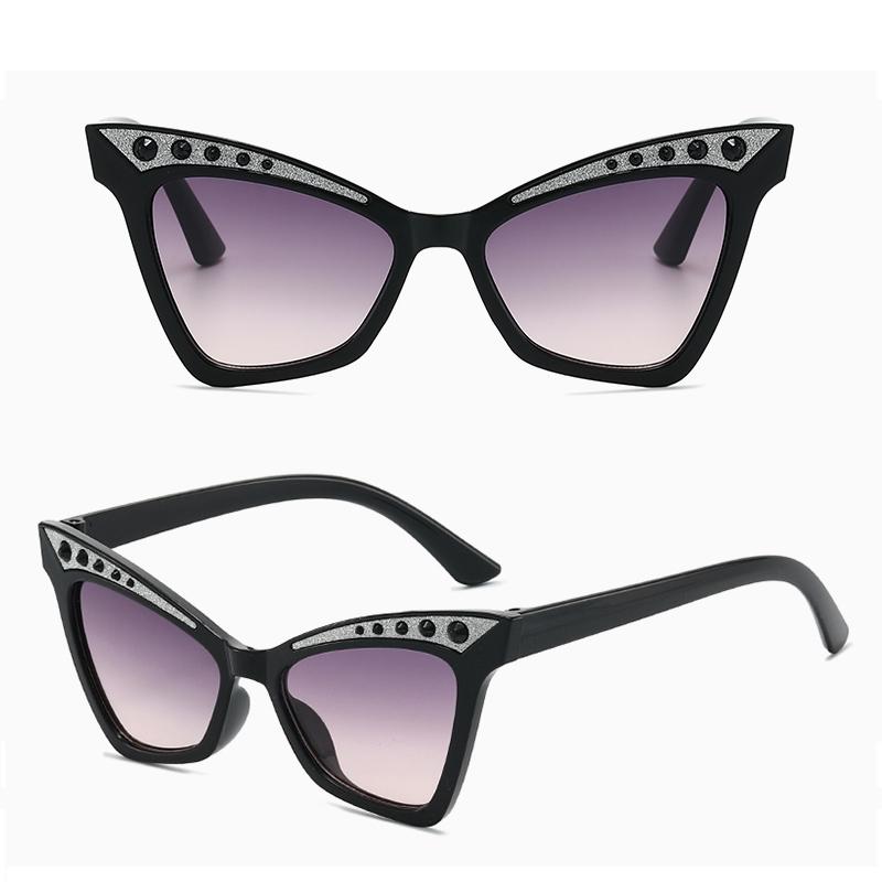 Fashion Cat Eye Sunglasses Boys Girls Sparkle Ornament Anti Uv Gradient Lens Holiday Outdoor Children Eyewear