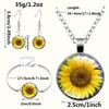 Sunflower Time Gemstone Pendant Necklace Set Fashion Bracelet Earring Jewelry Set Three Piece Set