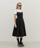 Metapeo Met Seersucker Pleated Bustier Dress Cool Black [Belt Included]
