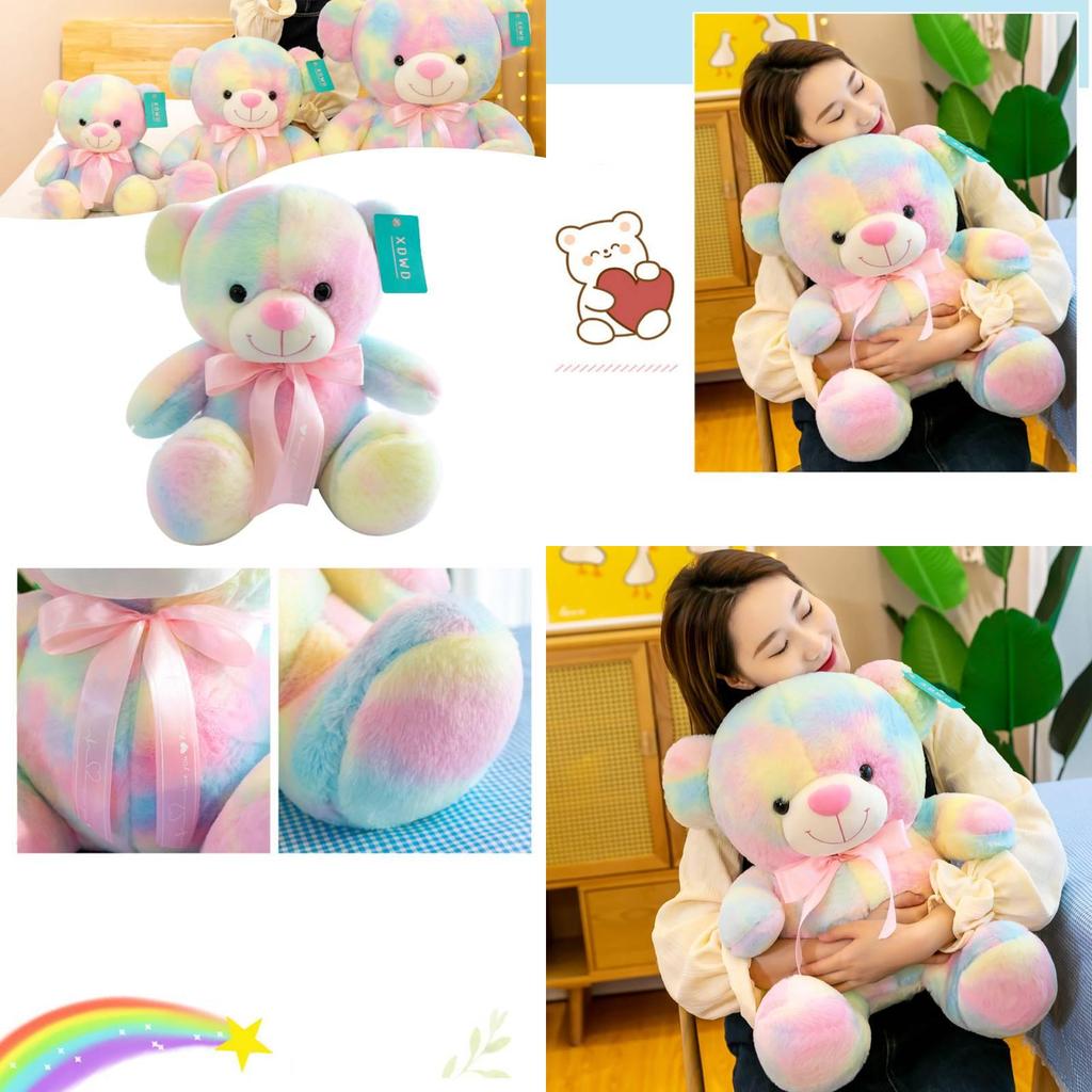 Rainbow Bear Plush Toy With Soft Cotton Material For Kids And Birthday Gift
