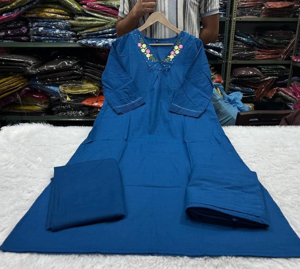 Set Femei Bollywood Bumbac Kurta Pantaloni Dupatta Top Indian Bollywood Tunică Kurti Costum Salwar