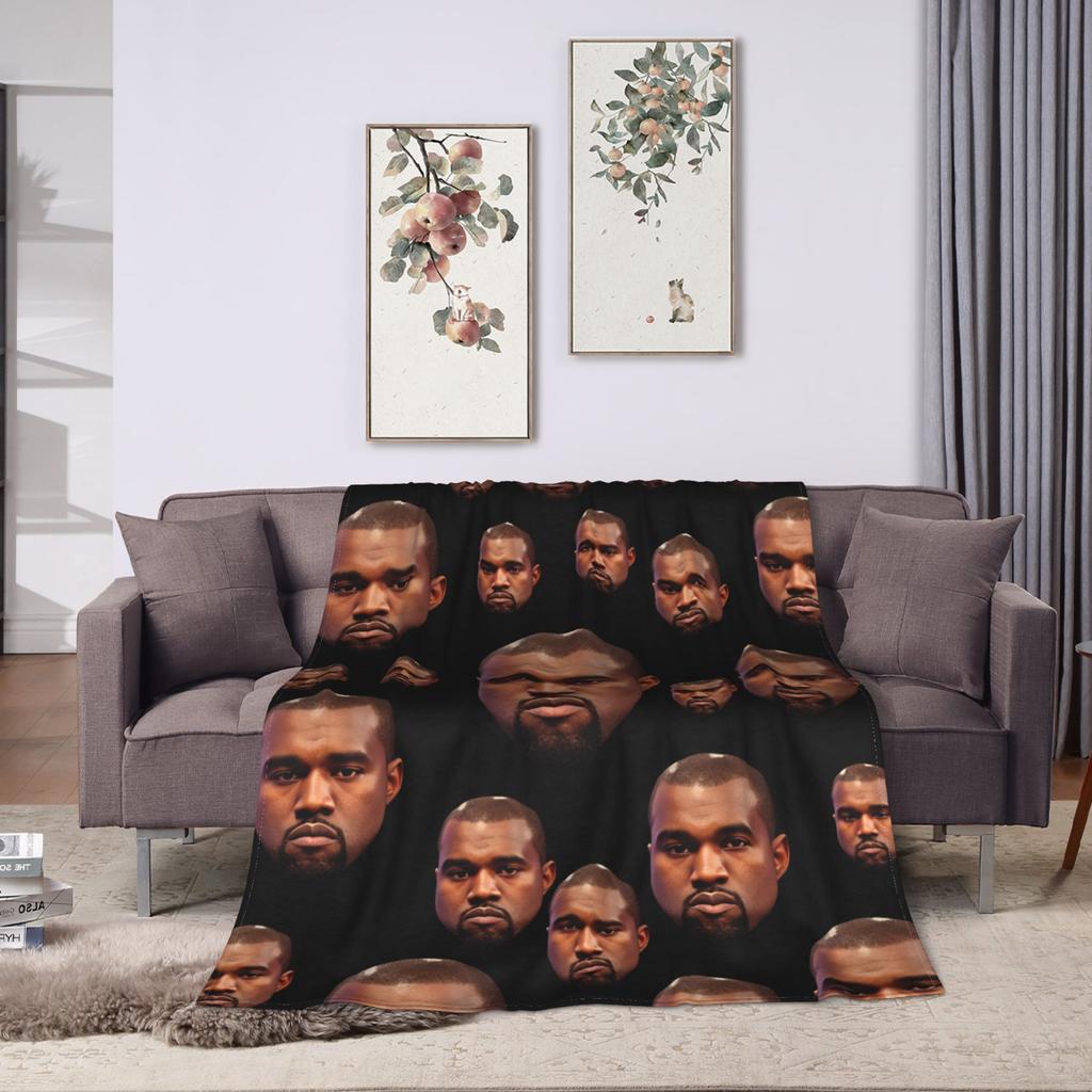 Kanye West Meme Blanket  Warm Funny Plush Throw Blanket For Couch Bed Picnic Flannel Bedspread Bed Cover
