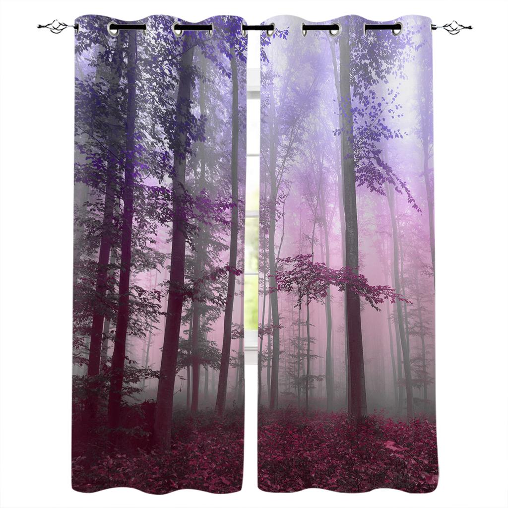 Autumn Woods Mysterious Fog Curtains for Living Room Kitchen Window Curtain Luxury Curtains for Bedroom Kids