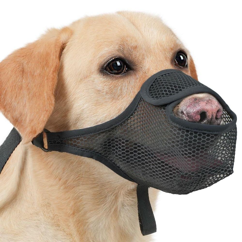 Adjustable Strap Mesh Dog Muzzle Breathable Pet Mouth Mask Comfortable Dog Mouth Cover  Medium Dogs