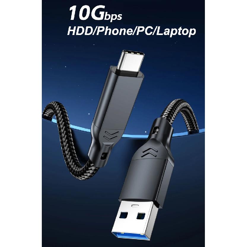 USB3.2 Typ A auf USB C Gen2 10Gbps Kabel Datenübertragung SSD Festplatte NVMe Kabel 3A 60W Schnellladung für iPhone 15 16 Samsung
