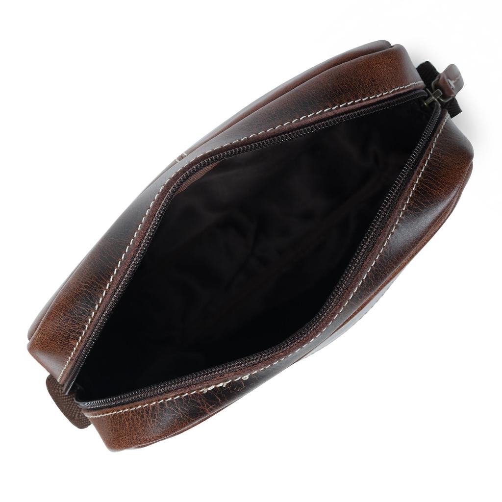 MaheTri Compact Messenger- Dark Brown, Stylish Leather Bag For Girls & Womens For Everyday Use
