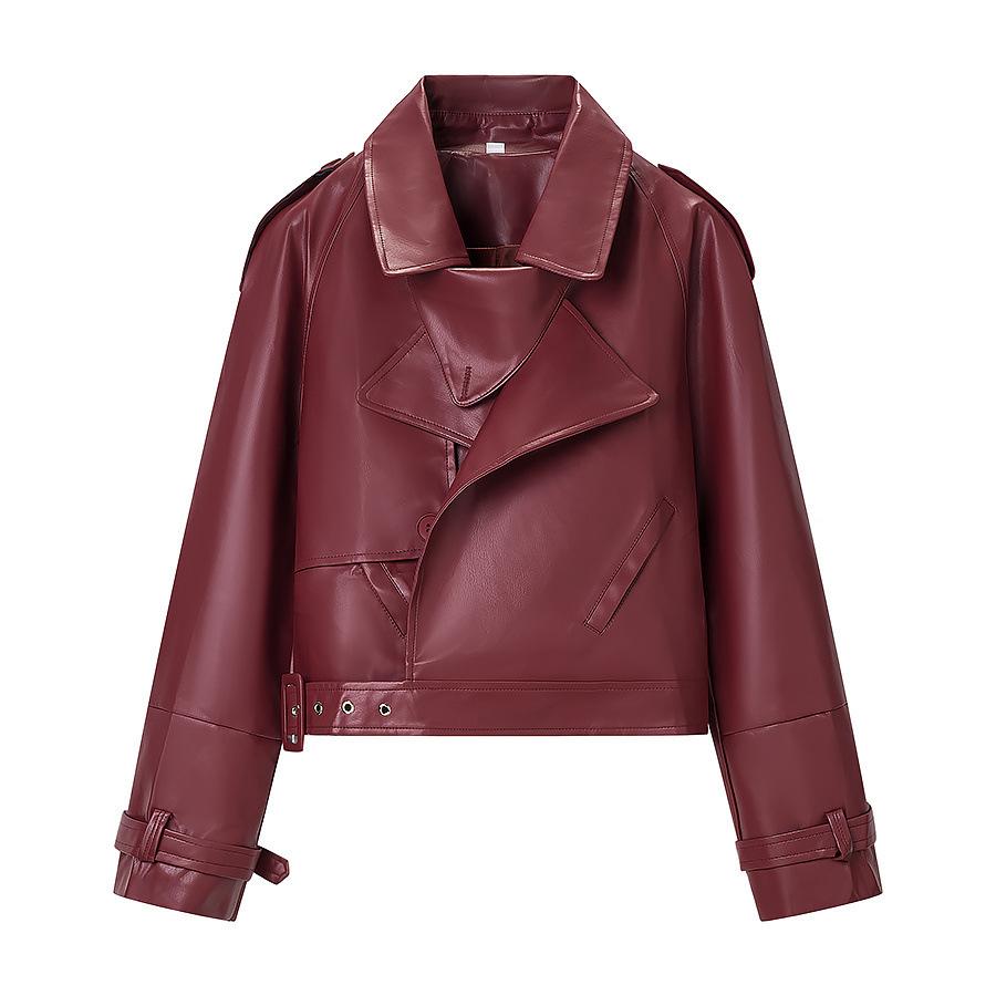 Winter new European and American style fashion simple versatile locomotive leather jacket short jacket