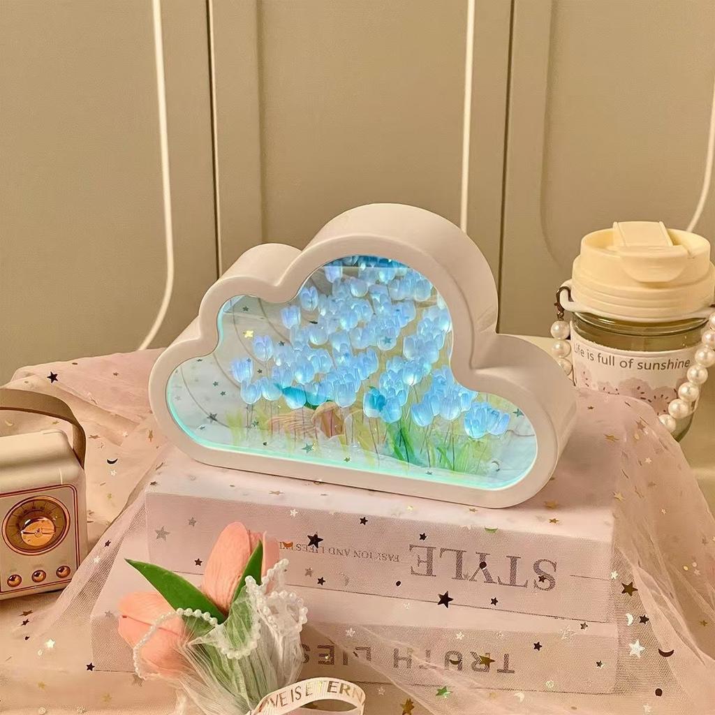 Handgemachte DIY Tulpe Blume Meer Nacht Atmosphäre Lampe Wolken Tulpe Lampe LED Nachtlicht Spiegel Tisch Lampe Schlafzimmer Dekor Lichter Neue