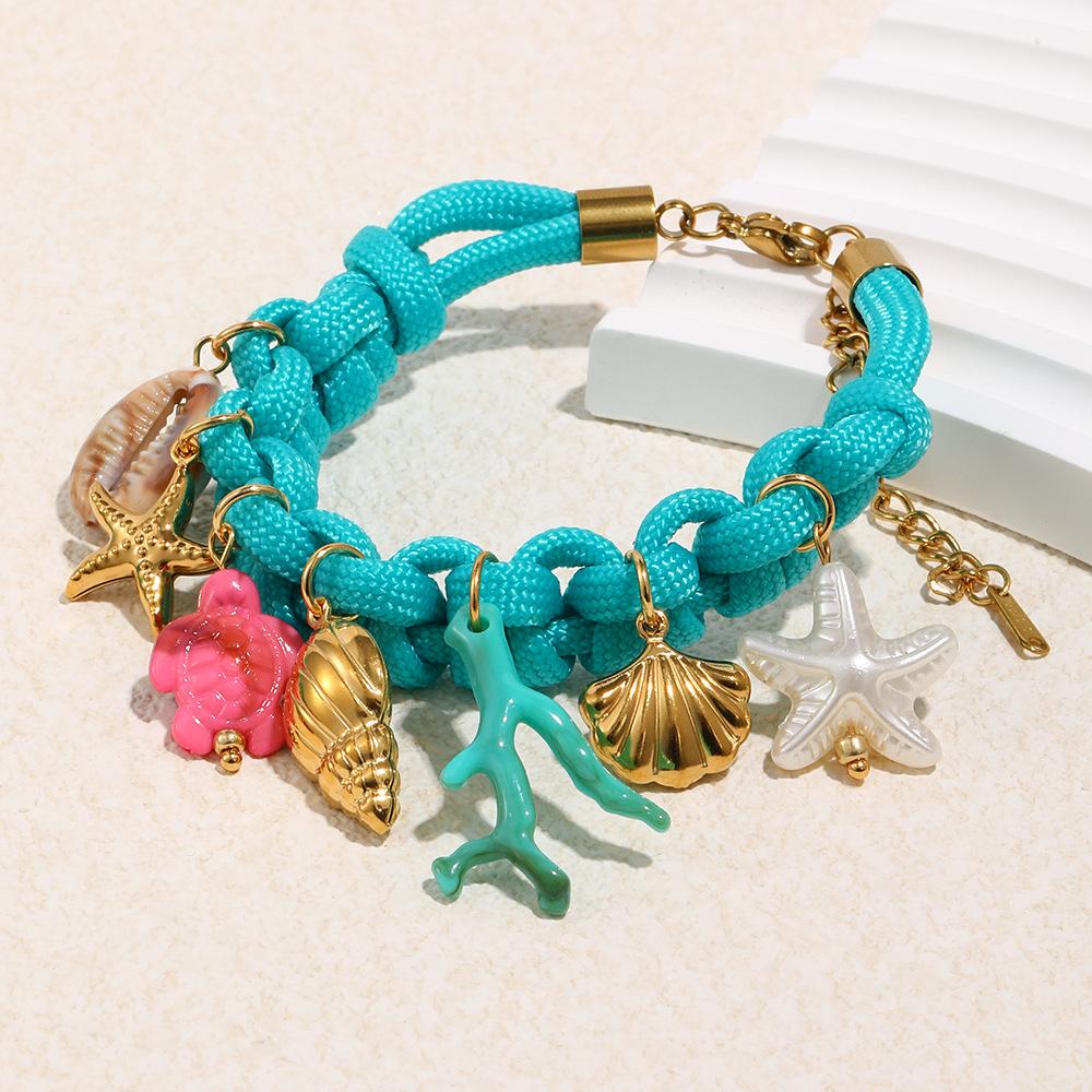 Summer Fashion DIY Shell Necklace 18K Gold Plated Waterproof Stainless Steel Jewelry Set for Gift & Party
