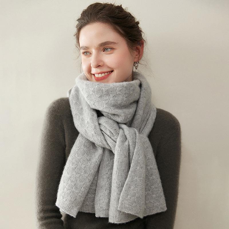 Women's 100% Pure Cashmere Scarf - Warm, Versatile, Solid Color Knit for Autumn & Winter