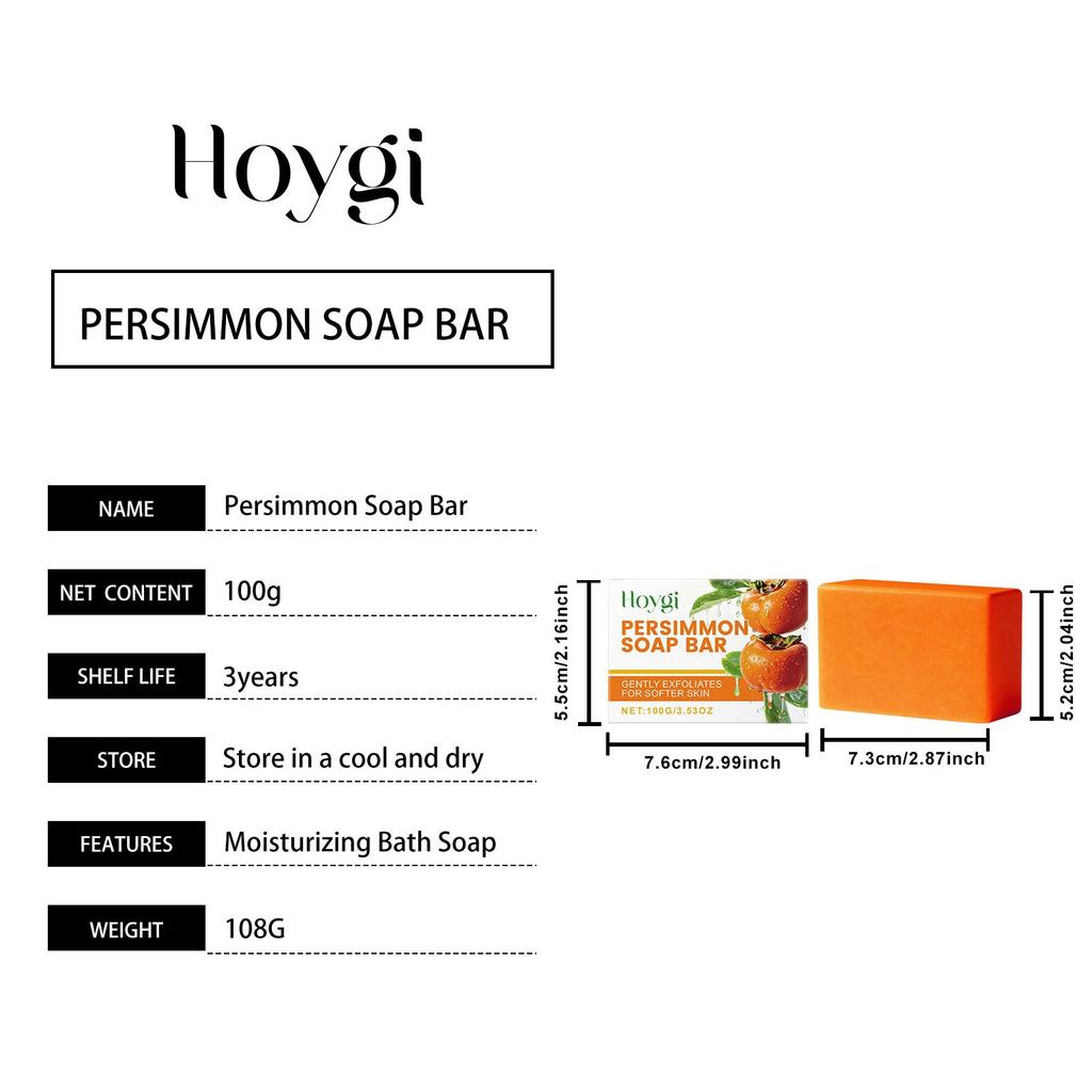 Hoygi Persimmon Moisturizing Bath Soap Gentle Cleansing Moisturizing Moisturizing Moisturizing Daily Bath Cleaning Supplies 100g