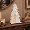 Christmas Party Scene Props Vintage Wooden Tree, LED Lighted Tabletop Centerpiece Decorations, Led Xmas Decor Winter Reindeer Desktop Indoor