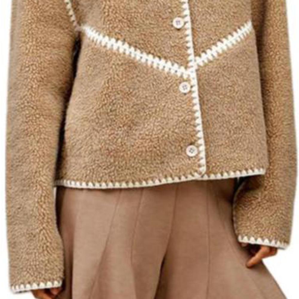 UGG SS25 Single Button Color Block Long Sleeve Jacket Women jackets Beige Gray 1167382