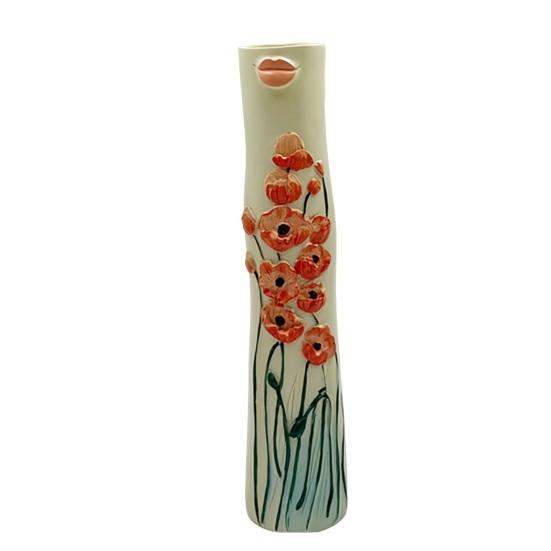 Cute Face Bud Vase Embossed Flower Resin Mini Vase A