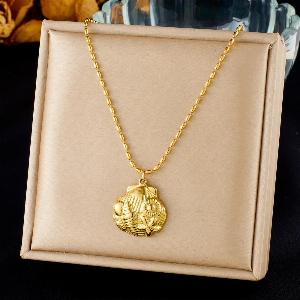 

Fashion Ocean Pendant Necklace Gold Starfish Shell Drop Oil Butterfly Multi Element Accessory