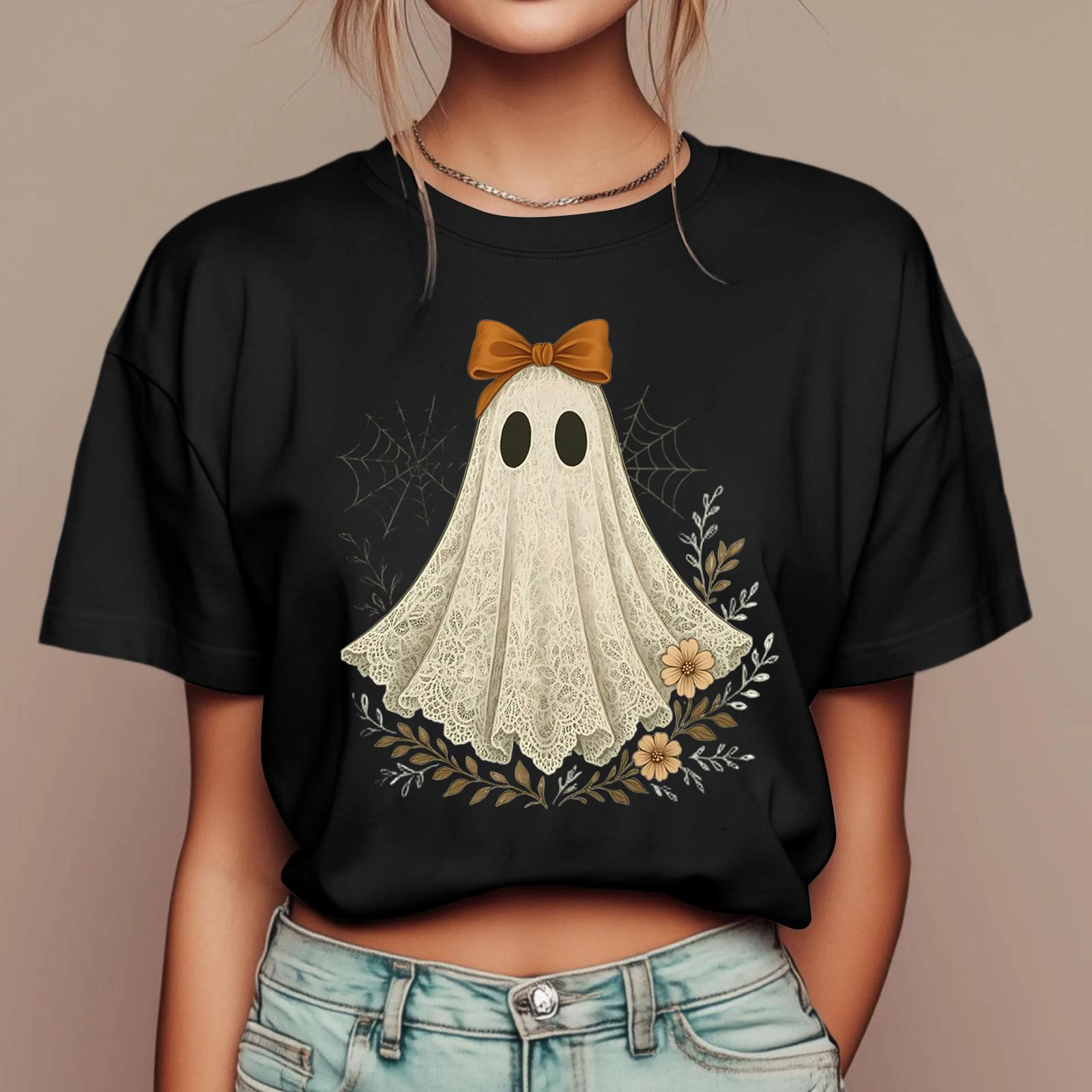 

Женские повседневные футболки с принтом для фестиваля, с коротким рукавом, с цветочным коротким рукавом, с круглым вырезом, ретро, с коротким рукавом, летние, повседневные топы M чёрный