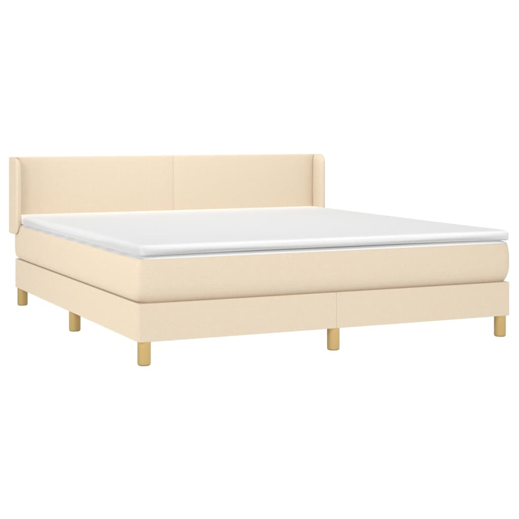Vidaxl Continental Bed with Mattress, Cream, Fabric, 160X200 Cm